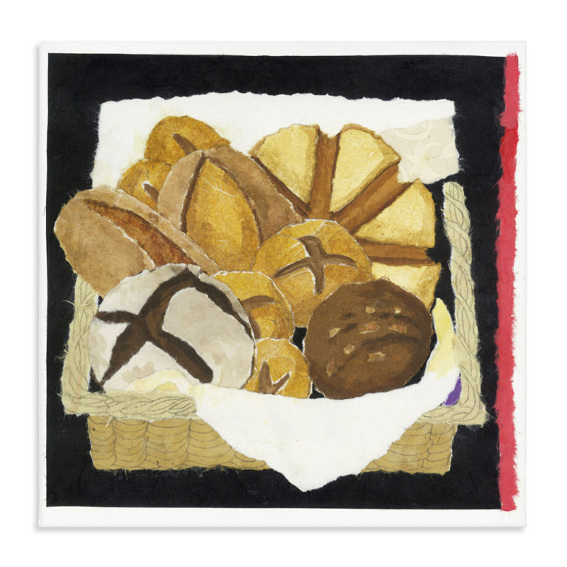 Boîte à pain et toile à rayures, design par Nancy Overton, H 30 po x l 30 po