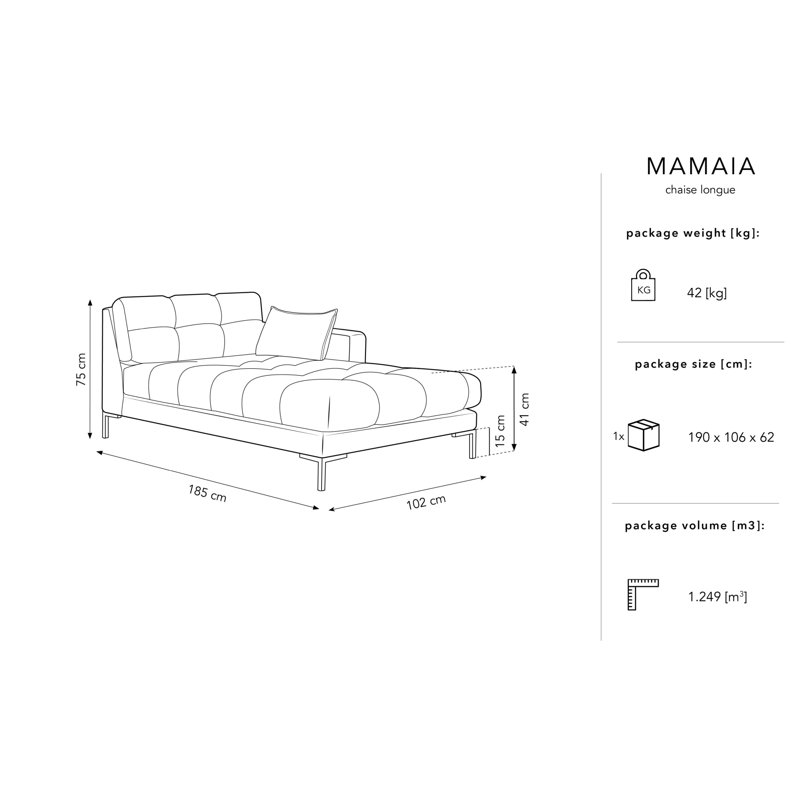 Adoraim Upholstered Chaise Lounge, Right-Arm Chaise, Silver, Gold