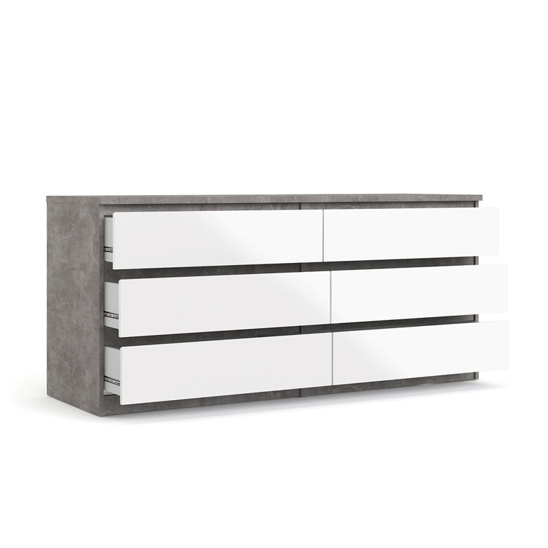 Emanuelle Chest of 6 Drawers, White/Grey