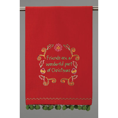 Torchon en coton brodé Wonderful Part Pom Pom