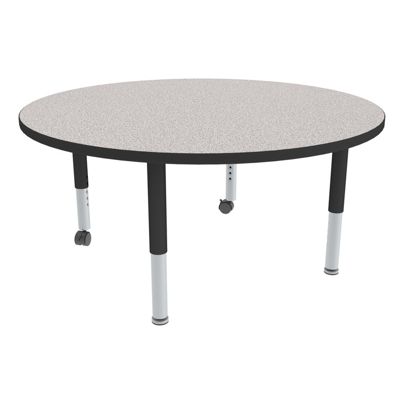 Table d'activités préscolaire circulaire à hauteur réglable avec roulettes, L 30 po x l 30 po, hauteur réglable: 15 à 23 po