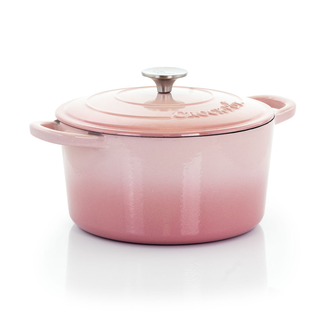 Crock-Pot Artisan Non-Stick Cast Iron Round Dutch Oven Crock-pot Color: Blush Pink Size: 3 qt