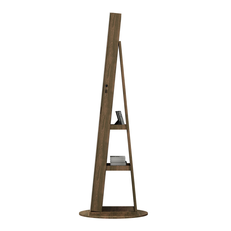 360°Swivel Jewelry Cabinet With Full Length Mirro, 62.3" x 21.6", Antique brown