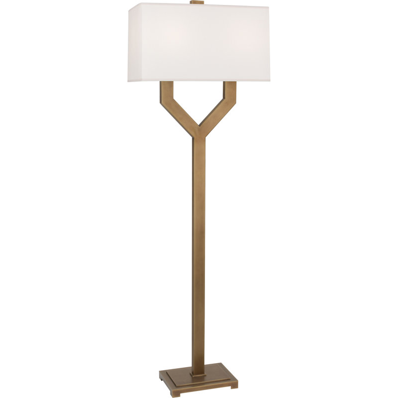 Lampe sur pied traditionnelle 63,00 po Valerie, Laiton vieilli, Blanc