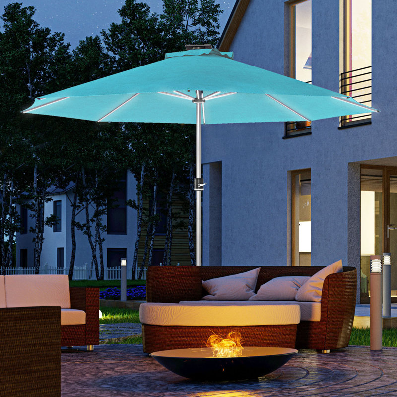 Braelyn 293cm Lighted Market Parasol, Blue