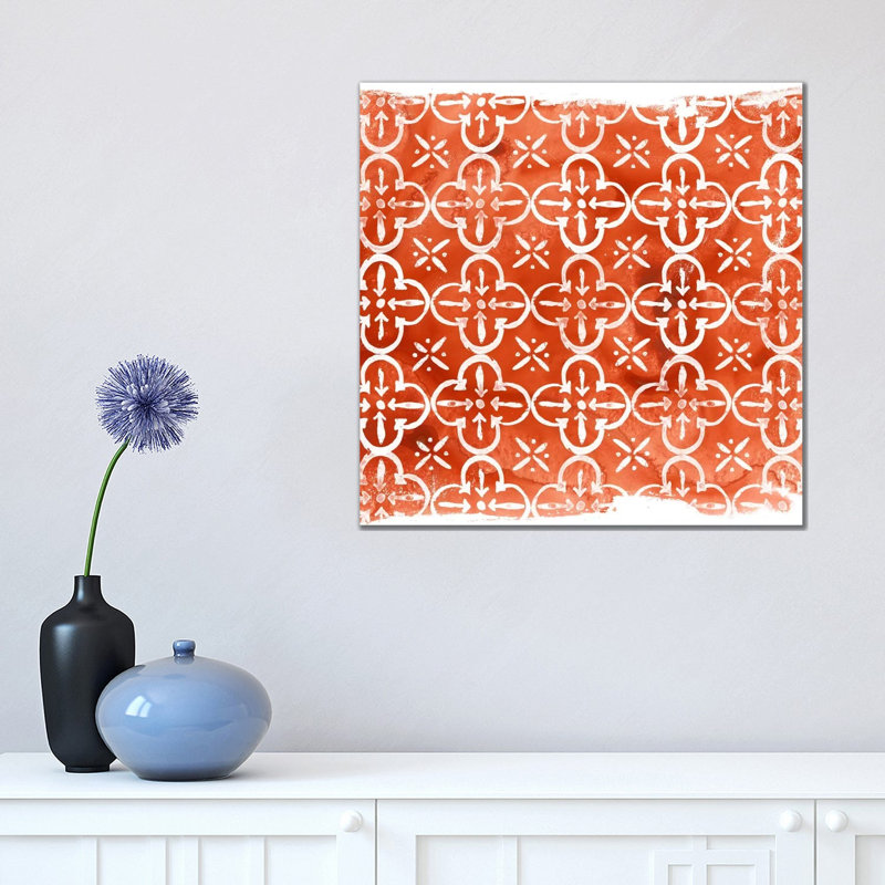 Crimson Motif IV by June Erica Vess - Wrapped Canvas Painting, 45.72 cm H x 45.72 cm W x 3.175 cm D