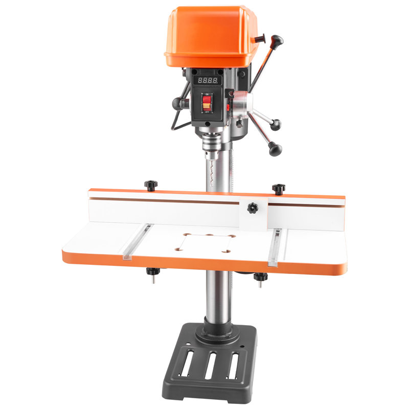 Table de perceuse, table de travail 24 po x 12 po avec clôture réglable et bloc d'arrêt, rainures en T hautement compatibles, plateau de table en panneau de fibres à densité moyenne, balance intégrée, supports multiples et étaux, pour perceuses à colonne