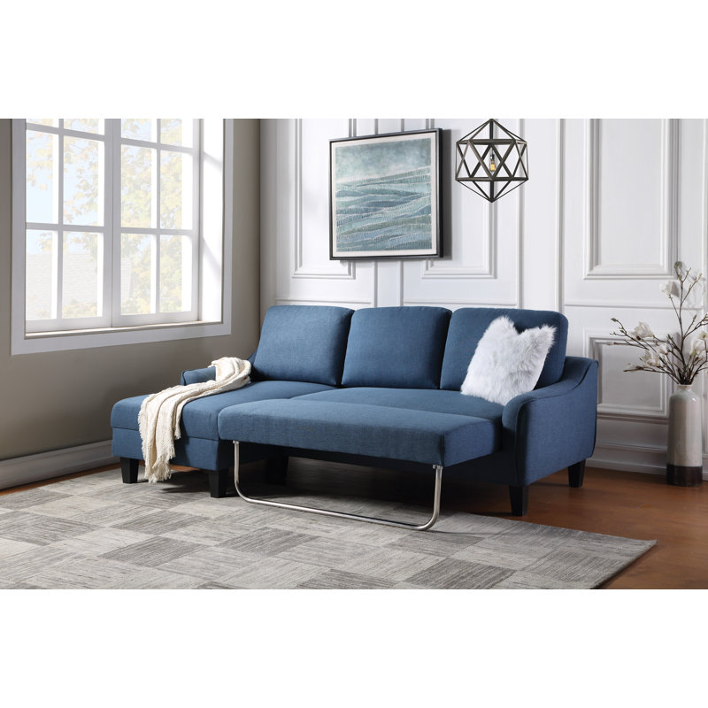 Canapé-lit à accoudoirs carrés 83,75 po Abilash, Bleu 100% polyester