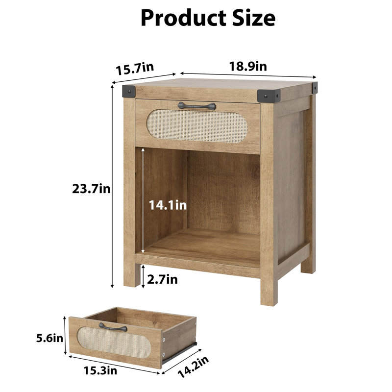 48cm W Bedside Table