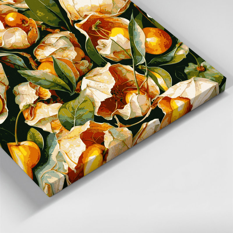 Fruit Ground Cherry Beige Canvas Wall Art, 12" H x 12" W