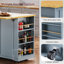 Chariot de cuisine avec plateau en bois manufacturé Braidon-2051904119