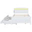 Full Size Platform Bed with Storage LED Headboard, Twin Size Trundle and 3 Drawers, White
