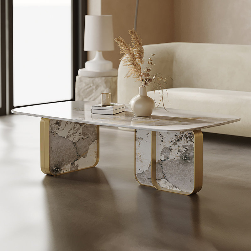 Table basse rectangulaire en pierre frittée, 15.75"H*55.12"L*31.5"W