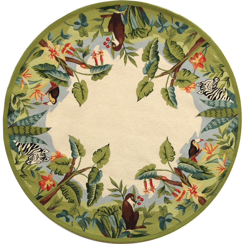 Hogle Hand Hooked Wool Floral Rug, Runner 2'6" x 12'