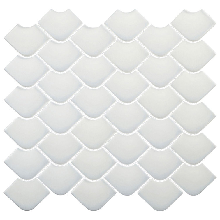 Scala Nami 2-in. x 3-in. Fish Scale Upcycled Satin Glass Floor & Wall Mosaic Tile