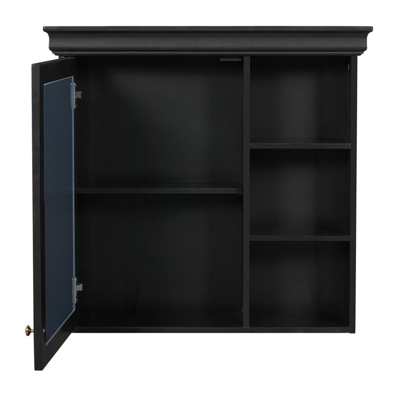 30" X 28" Bathroom Medicine Cabinet With Mirror, Black