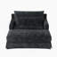 Canapé-lit en chenille, canapé Cama de 59,5 pouces, canapé-lit, canapé causeuse, canapé décontracté avec surface texturée et deux coussins, convient au salon, noir-1386223530