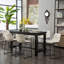 Ensemble de salle à manger à hauteur de comptoir industriel, table en bois patiné et chaises en cuir de polyuréthane, structure en métal-710460650-686549844