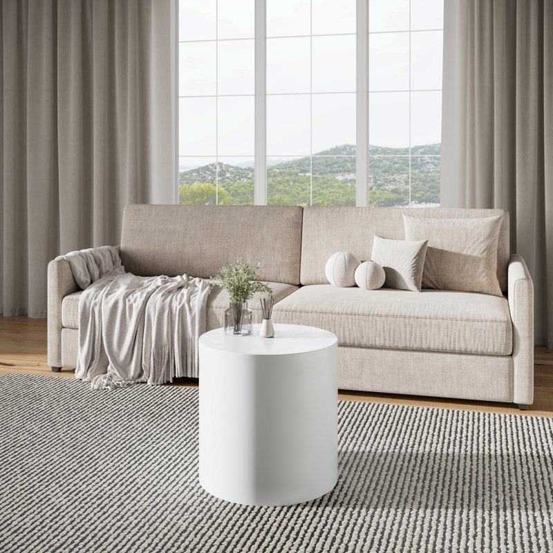 Arcadia Round Concrete Outdoor Side Table , 20'' in. W 20'' in. D, Ivory