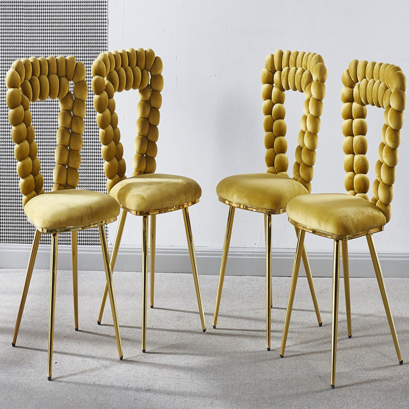 Chaise d'appoint rembourrée (ensemble de 4), Jaune