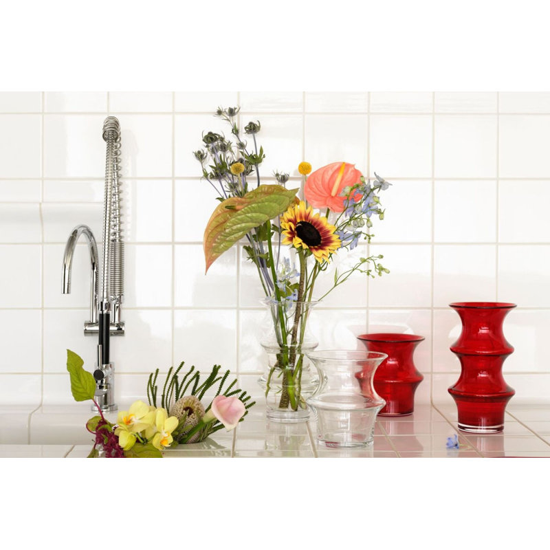 Pagod Handmade Glass Table Vase, Clear, 6.6" H x 5.9" W x 5.9" D