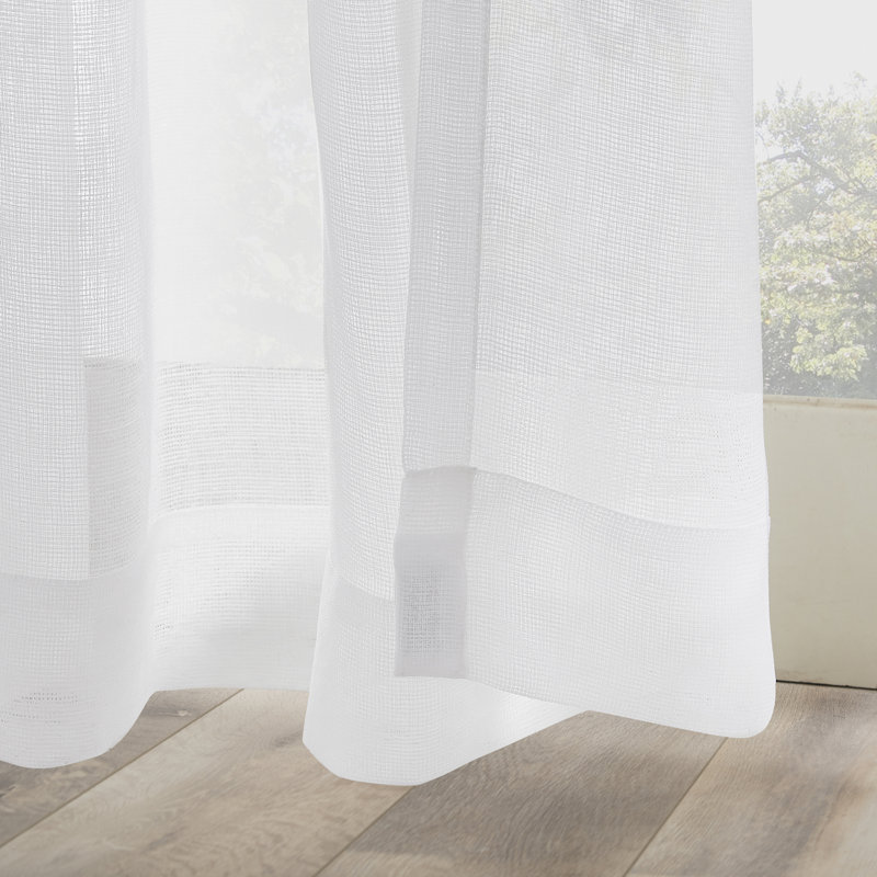 White Sheer Polyester Tab Top Curtain Panel, 50" x 108"