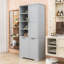 Élégante armoire de rangement haute avec beaucoup d'espace de rangement, fabrication en panneau de fibres à densité moyenne durable-1328166097