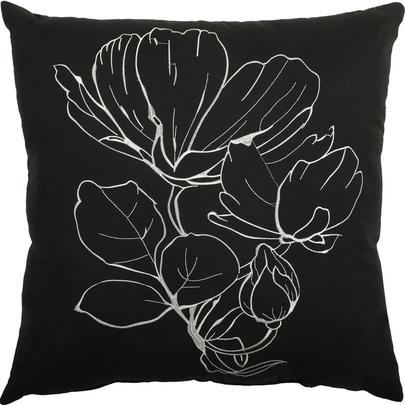 Queen Black and White Floral Jacquard Comforter Set