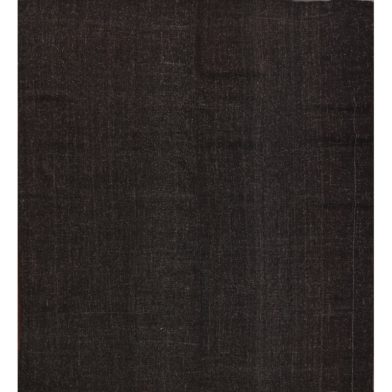 Tapis carré gris anthracite en laine fait à la main Annebelle