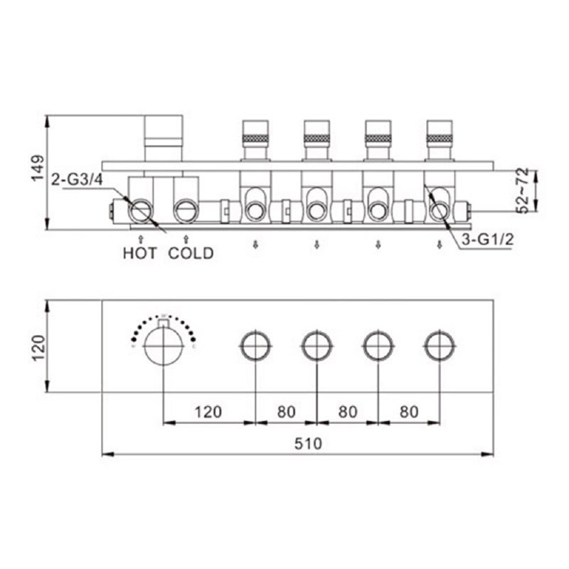 Oceane Wall Mount Multi Functional Shower Set with Handheld and Rainfall Features