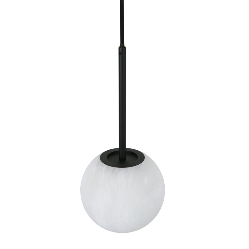 Mini-luminaire suspendu moderne en albâtre 6 po Lucent, Noir, H 70,87 po x l 6,3 po x P 6,3 po