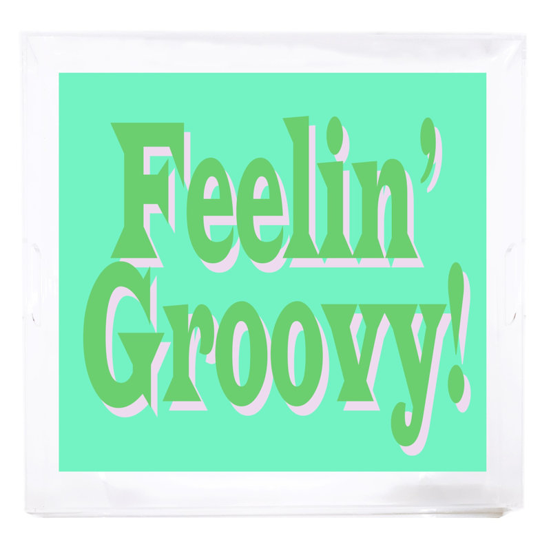 Feelin Groovy Acrylic Square Decorative Tray, Green/Pink/Avocado