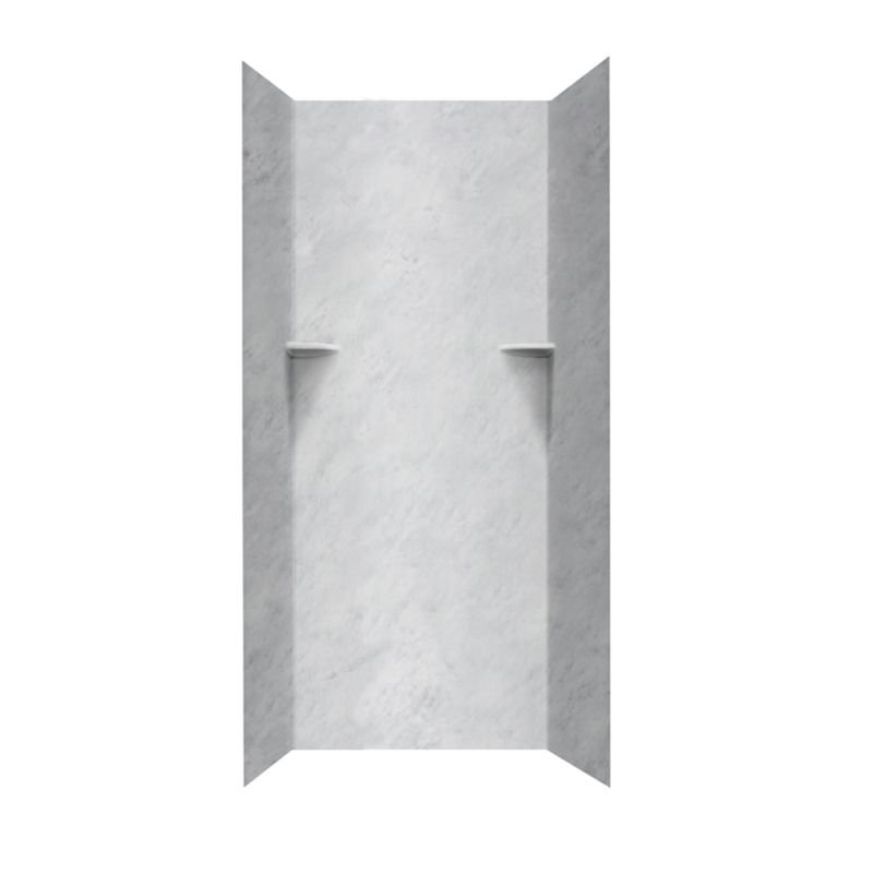 Paroi de douche à trois panneaux 96 "x 36" x 36 "Solid Surface, Os