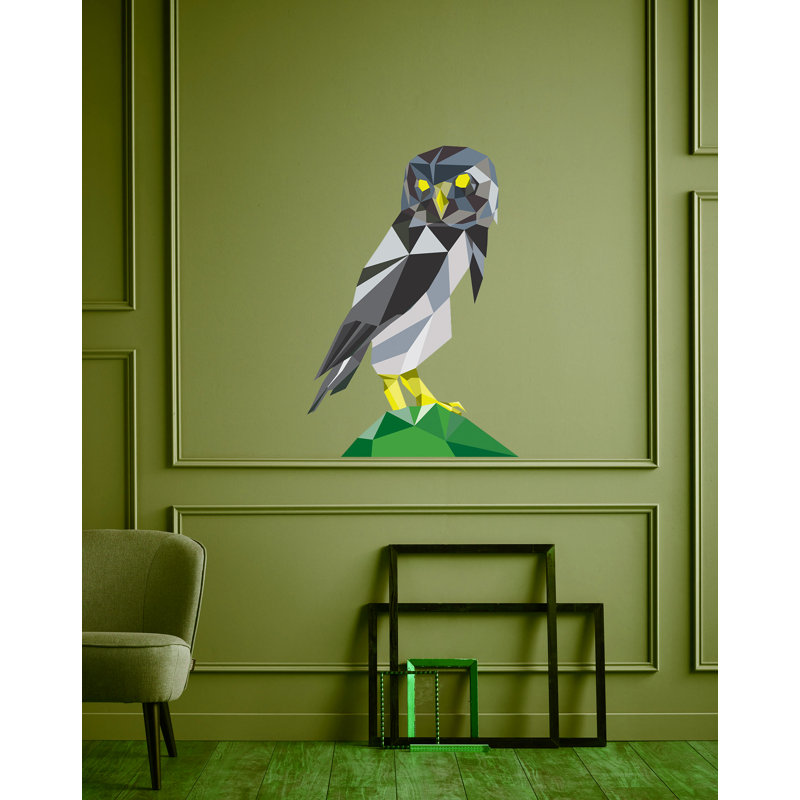 Adhésif décoratif polygonale hibou, H 33 po x l 49 po