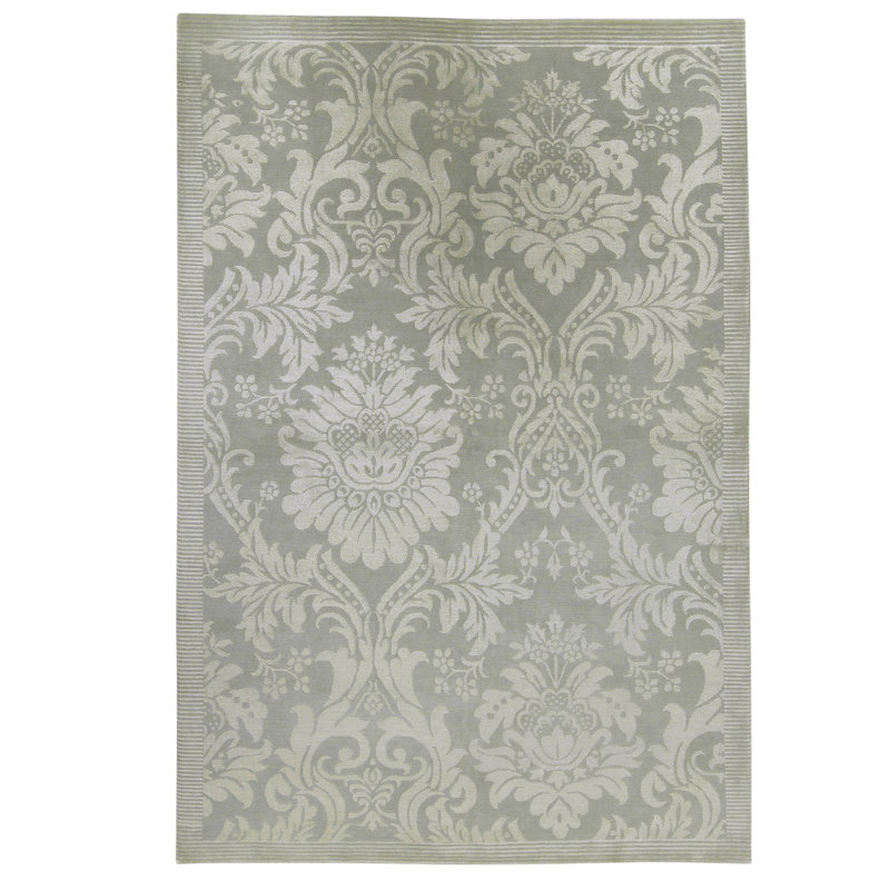 High-Quality Hand-Knotted Light Green Area Rug