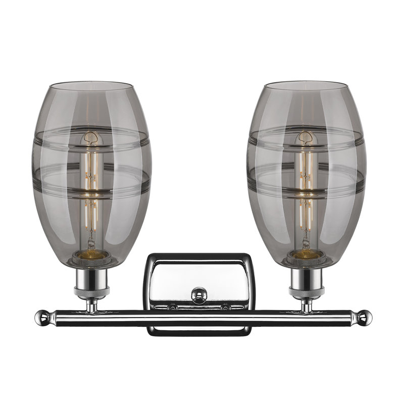 Éclairage pour meuble-lavabo à 2 lumières 16 po Ballston Bettylou, Gris fumée clair, Chrome poli