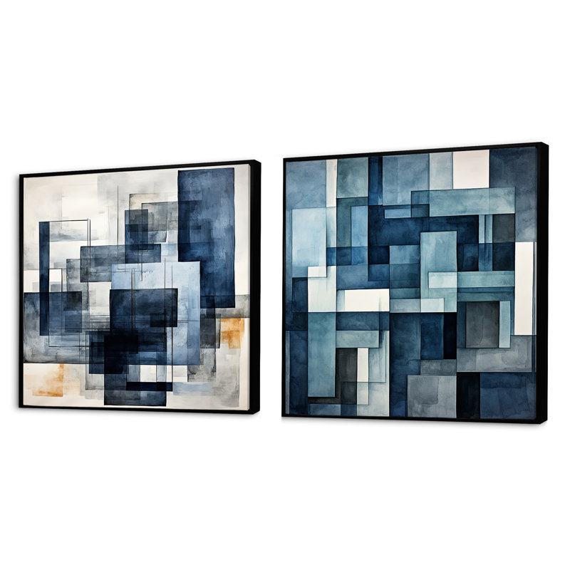 Wade Logan® Cindye - Abstract Shapes Square Collage Set Of 2 | Wayfair