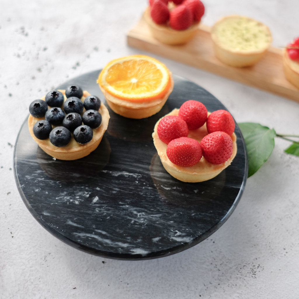 Genuine Marble Lazy Susan, Black Matte