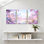 Paysage et nature, fleurs roses, jardin, lac, clair de lune, pagode, reflet des montagnes, ensemble de 3 impressions sur toile