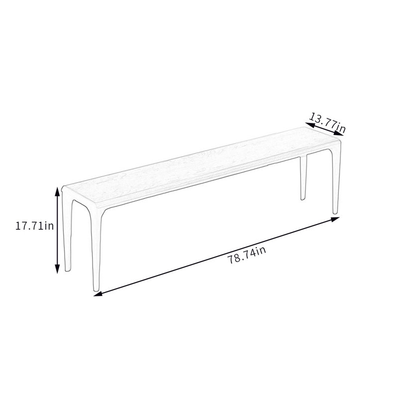 Banc en bois massif Sabiel, H 17,71 po x l 78,74 po x P 13,77 po