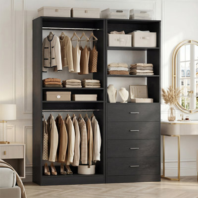 Closet System with Drawers, Shelves,Hanging Rods