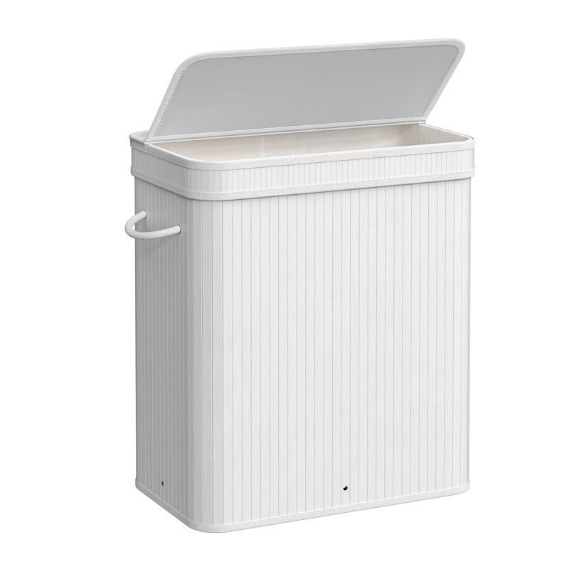 Bamboo Laundry Hamper with Handles, Grey