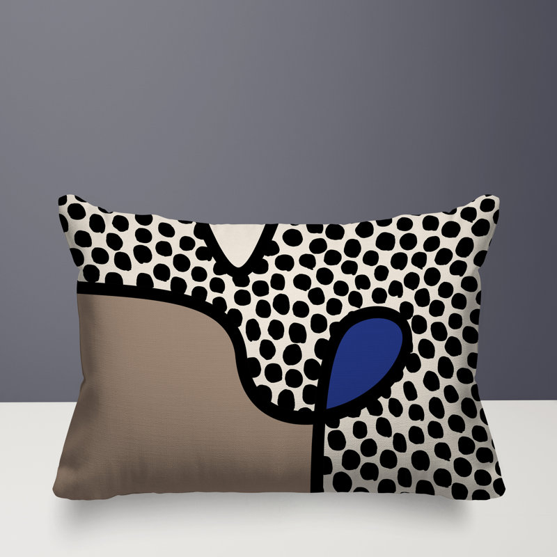 Coussin lombaire réversible intérieur / extérieur Jai Abstract, H 14 po x l 20 po, Navy Blue