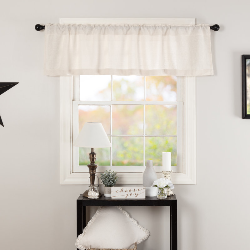 Roxane Cotton Tailored Window Valance, 72" W x 16" L, Antique White