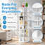 8-Tier Rotating Shoe Rack Tower, 360° Spinning Freestanding Shoe Organiser, Holds up to 32 Pairs, White PVC Revolving Shoe Storage Unit for Hallway Entryway