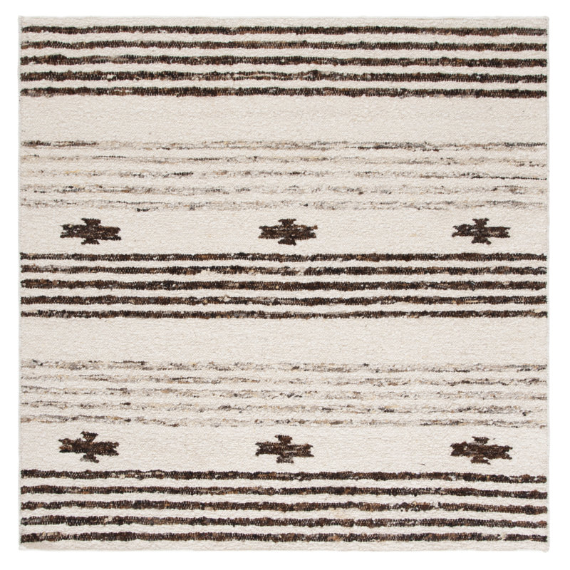 Casablanca Handwoven Black and Ivory Wool-Cotton 6' Square Rug