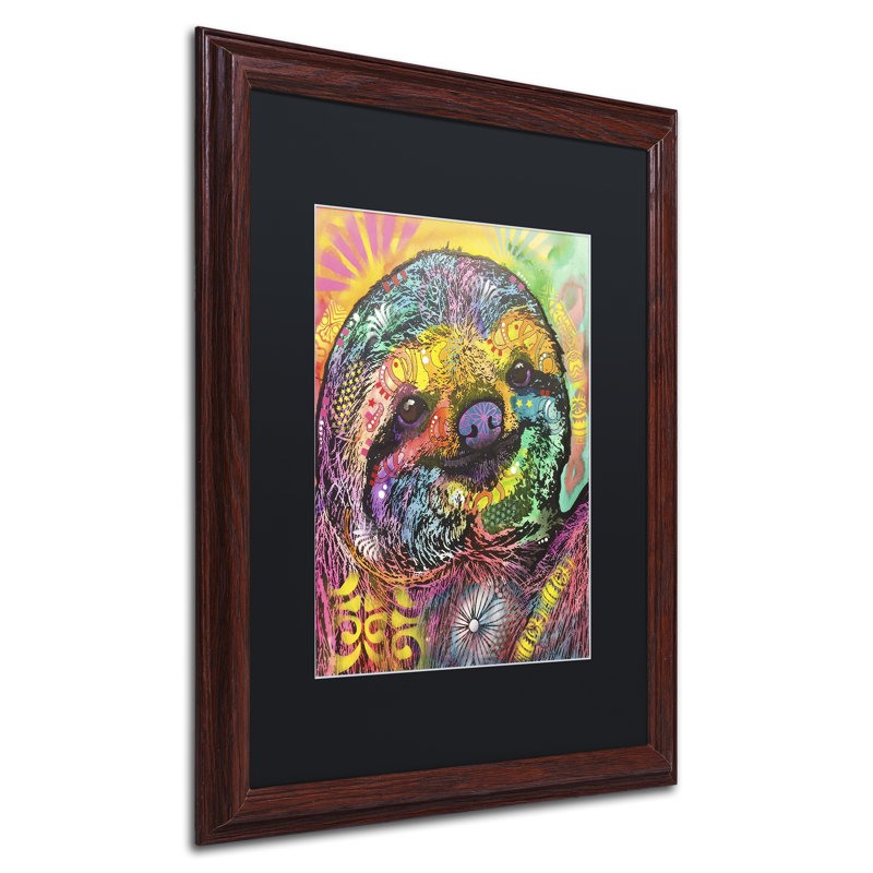 « sloth », impression, Noir, H 20 po x l 16 po x P 0,5 po, Cadre argenté
