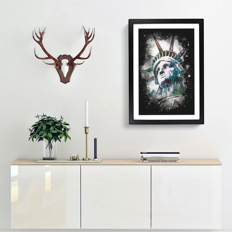 Statue of Liberty - Picture Frame Painting Print, 45cm H x 33cm W x 2cm D, Black Framed