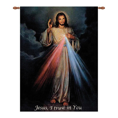 Divine Mercy Woven Cotton Wall Hanging 26 x 36 Inch Faith Inspired Wall Art