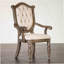 Chaise de salle à manger rustique 2 pièces avec accoudoirs à dossier capitonné à losanges avec pattes avant en chêne vieilli et finition beige